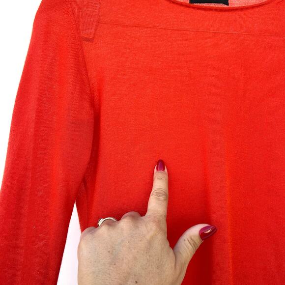 ETRO Fine-Gauge Red Coral Boat Neck Lightweight Cashmere Sweater 6 Jumper 42 - Picture 8 of 9